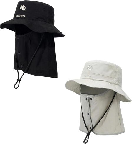 Bucket Hat for Men Women,Waterproof Sun Hat UV Protection with Detachable Face Neck Flap for Outdoors in Saudi Arabia