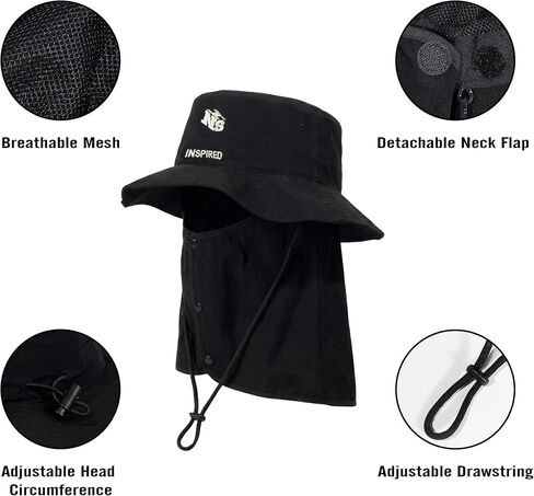 Bucket Hat for Men Women,Waterproof Sun Hat UV Protection with Detachable Face Neck Flap for Outdoors in Saudi Arabia