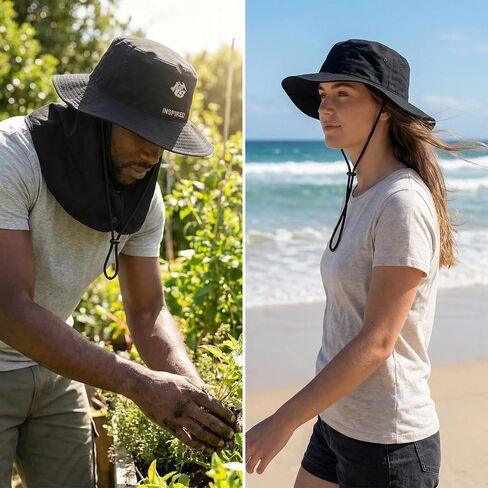 Bucket Hat for Men Women,Waterproof Sun Hat UV Protection with Detachable Face Neck Flap for Outdoors in Saudi Arabia