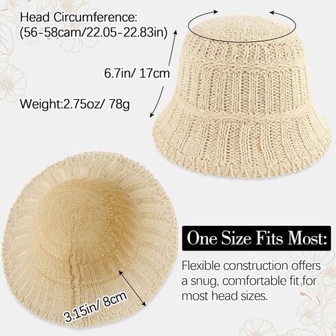 Women's Breathable Cotton Bucket Hat Lightweight Packable Wide Brim Sun Cloche Hat Foldable Fisherman Hat for Beach Hiking in Kuwait