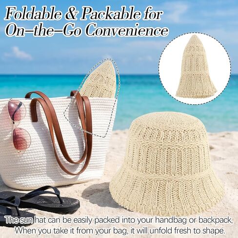 Women's Breathable Cotton Bucket Hat Lightweight Packable Wide Brim Sun Cloche Hat Foldable Fisherman Hat for Beach Hiking in Kuwait