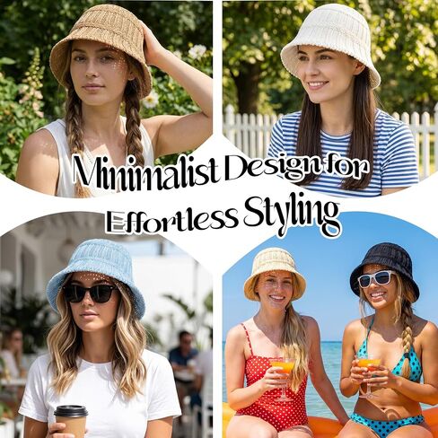 Women's Breathable Cotton Bucket Hat Lightweight Packable Wide Brim Sun Cloche Hat Foldable Fisherman Hat for Beach Hiking in Kuwait