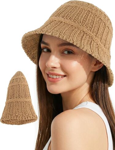 Women's Breathable Cotton Bucket Hat Lightweight Packable Wide Brim Sun Cloche Hat Foldable Fisherman Hat for Beach Hiking in Kuwait