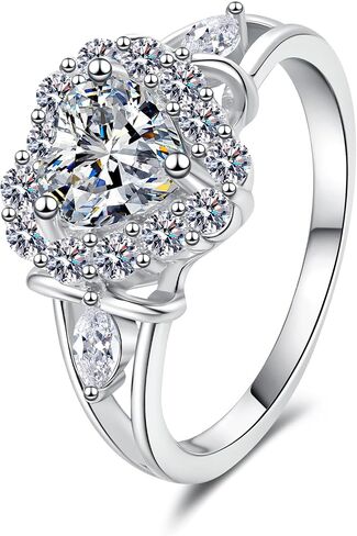 Romantic 14K Gold Diamond Engagement Ring for Her, Captivating 1 Carat Heart Cut Design with VVS1 D-Color Stone, Ornate and Graceful Gift Choice in Kuwait