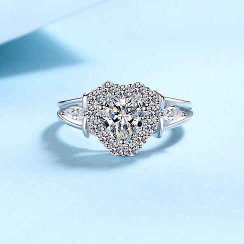 Romantic 14K Gold Diamond Engagement Ring for Her, Captivating 1 Carat Heart Cut Design with VVS1 D-Color Stone, Ornate and Graceful Gift Choice in Kuwait