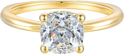 14K Gold Solitaiire Engagement Ring Cushion Cut Simulated Diamond Cubic Zirconia Engagement Rings for Women in Kuwait