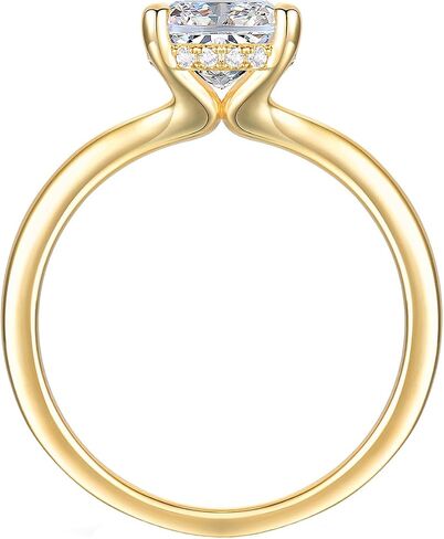 14K Gold Solitaiire Engagement Ring Cushion Cut Simulated Diamond Cubic Zirconia Engagement Rings for Women in Kuwait