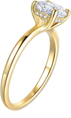 14K Gold Solitaiire Engagement Ring Cushion Cut Simulated Diamond Cubic Zirconia Engagement Rings for Women in Kuwait