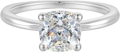 14K Gold Solitaiire Engagement Ring Cushion Cut Simulated Diamond Cubic Zirconia Engagement Rings for Women in Kuwait