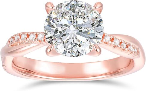 14k Gold Moissanite Ring 14K Gold 2ct Round Cut Petite Twisted Moissanite Engagement Rings for Women in Saudi Arabia