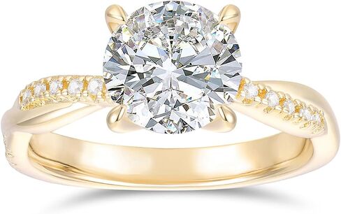 14k Gold Moissanite Ring 14K Gold 2ct Round Cut Petite Twisted Moissanite Engagement Rings for Women in Saudi Arabia