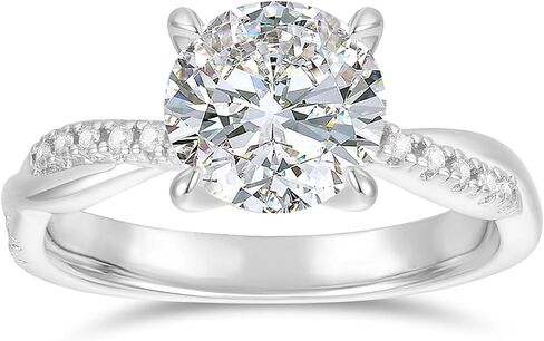 14k Gold Moissanite Ring 14K Gold 2ct Round Cut Petite Twisted Moissanite Engagement Rings for Women in Saudi Arabia