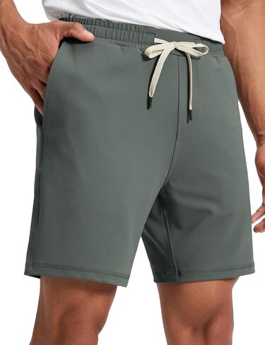 CRZ YOGA Performance Shorts for Men 7" - Knit Stretch Breathable Sweat-Wicking Workout Athletic Gym Casual with Pockets in Kuwait