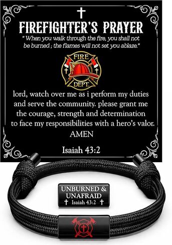 Firefighter Prayer Bracelet - Fireman Academy Graduation Gift For Men - Cool Fighter Protection Jewelry Brother Academy Graduation Collectible in Saudi Arabia