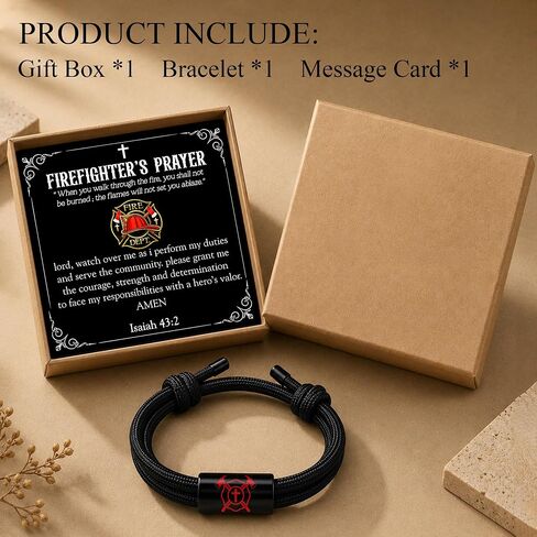 Firefighter Prayer Bracelet - Fireman Academy Graduation Gift For Men - Cool Fighter Protection Jewelry Brother Academy Graduation Collectible in Saudi Arabia
