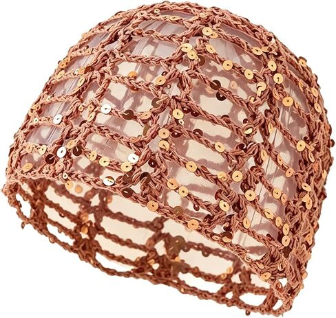Women's Sparkling Sequin Mesh Beanie — Bohemian-Style Open-Knit Slouchy Hat, in Kuwait