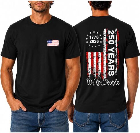 Men's America 250 Shirt Patriotic USA Flag Graphic T Shirt We The People 1776 2026 Vintage Fourth of July Tee in Saudi Arabia