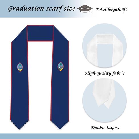 Guam Flag Graduation Stole Sash Scarf Double Layer Polyester Satin Fabric Anti-Wrinkle in Kuwait