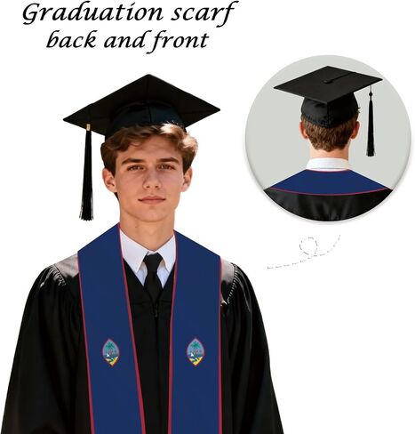 Guam Flag Graduation Stole Sash Scarf Double Layer Polyester Satin Fabric Anti-Wrinkle in Kuwait