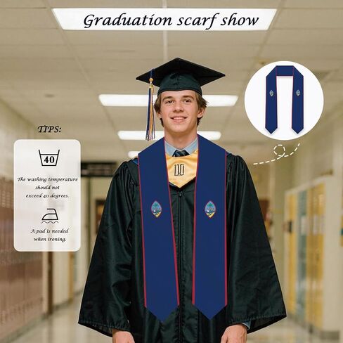 Guam Flag Graduation Stole Sash Scarf Double Layer Polyester Satin Fabric Anti-Wrinkle in Kuwait