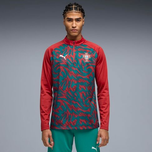 Puma Men's FA Portugal Warm Up 1/4 Zip Top in Kuwait