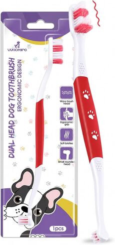 Dog Toothbrush - Dual Head Tooth Brush Newly Upgraded 60° Wavy Brush Head - Surrounds Teeth Like a Cloud for Dental Care and Cleaning - Suitable for Large/Medium and Small Dogs (Small Head End) in Saudi Arabia