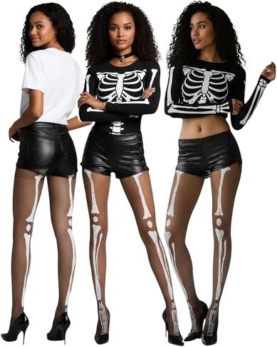 ToBeInStyle Women’s Scary Skeleton Leg Bones Halloween Hosiery Tights & Thigh High Stockings in Kuwait