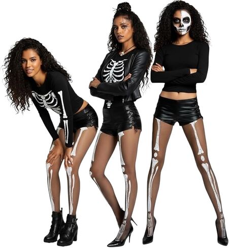 ToBeInStyle Women’s Scary Skeleton Leg Bones Halloween Hosiery Tights & Thigh High Stockings in Kuwait