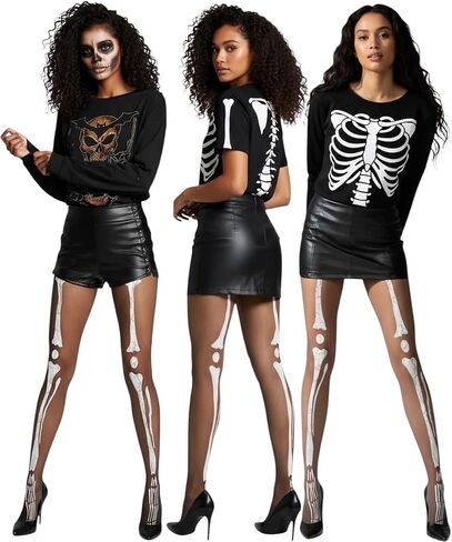 ToBeInStyle Women’s Scary Skeleton Leg Bones Halloween Hosiery Tights & Thigh High Stockings in Kuwait