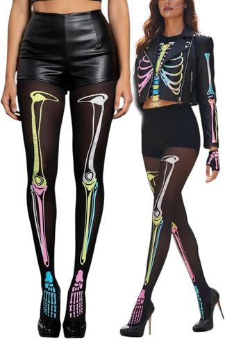 ToBeInStyle Women’s Scary Skeleton Leg Bones Halloween Hosiery Tights & Thigh High Stockings in Kuwait