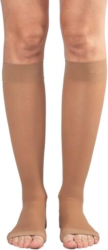 Dr. Comfort Select Sheer Below Knee Open Toe 15-20 mmHg Compression Stockings-Bronze in Kuwait