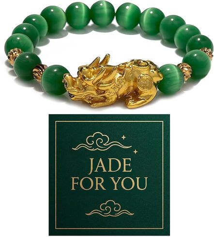 Jade Bracelet Green Bamboo Beaded Bracelet with Gold Leaf Charm for Mom Wife Sister Friend in Kuwait