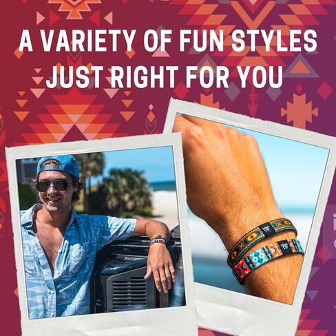 Hang Loose Bands - Coastal San Pablo Bracelet - Medium 7.5 Length for Large Wrists - Reversible Elastic Wristband Boho Surf Style Unisex in Kuwait