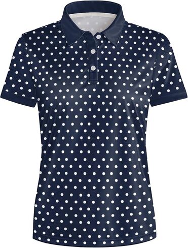 Polka Dot Polo - Women's Golf Shirts, Short Sleeve Dry Fit Shirts for Women, Trendy and Comfortable Golf Apparel in Saudi Arabia