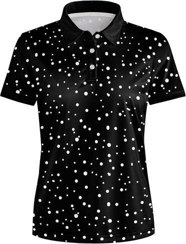 Polka Dot Polo - Women's Golf Shirts, Short Sleeve Dry Fit Shirts for Women, Trendy and Comfortable Golf Apparel in Saudi Arabia