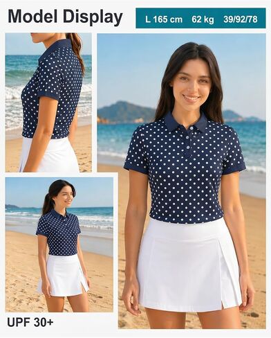 Polka Dot Polo - Women's Golf Shirts, Short Sleeve Dry Fit Shirts for Women, Trendy and Comfortable Golf Apparel in Saudi Arabia