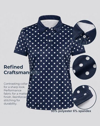 Polka Dot Polo - Women's Golf Shirts, Short Sleeve Dry Fit Shirts for Women, Trendy and Comfortable Golf Apparel in Saudi Arabia
