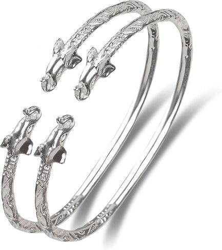 Better Jewelry Elephant .925 Sterling Silver West Indian Bangles, Bracelet set, 1 pair in Kuwait