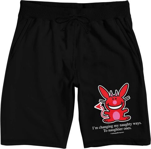 Bioworld It's Happy Bunny I'm Changing My Naughty Ways. To Naughtier Ones Men's Black Sleep Pajama Shorts in Kuwait