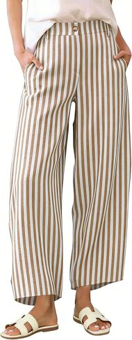 Athlisan Womens Summer Striped Barrel Pants Casual Baggy Wide Leg Palazzo Pants Beach Vacation Outfits in Kuwait