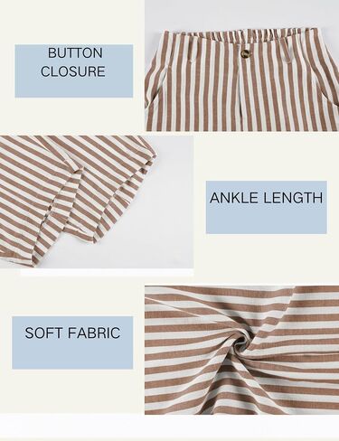 Athlisan Womens Summer Striped Barrel Pants Casual Baggy Wide Leg Palazzo Pants Beach Vacation Outfits in Kuwait