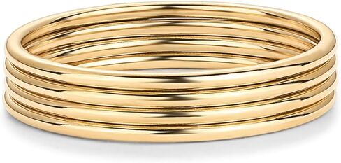 PAVOI 14K Yellow Gold Plated 4 Ring Set for Women | Stackable Thin Rings Set | Size 7 in Kuwait