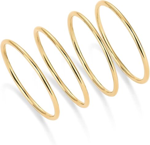 PAVOI 14K Yellow Gold Plated 4 Ring Set for Women | Stackable Thin Rings Set | Size 7 in Kuwait