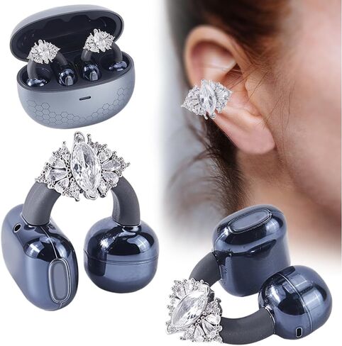 CRASPIRE 2Pcs Bow Rhinestone Decorations for Clip on Earbuds Open Ear Headset Decorative Accessories Zirconia Alloy Earphone Earrings Removable Exquisite DIY Jewelry Clips Christmas Birthday Gifts in Kuwait