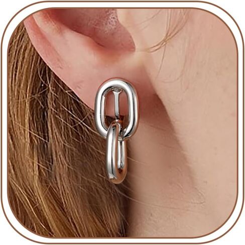 Awinesn Paperclip Chain Clip on Earrings for Women Hypoallergenic Gold Paperclips Link Clip Earrings for Women 14K Gold/Silver Plated Knot Earring for Women Fashion Statement Jewelry Gifts in Saudi Arabia