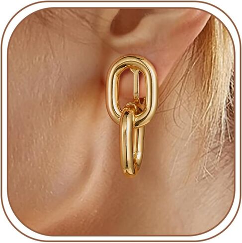 Awinesn Paperclip Chain Clip on Earrings for Women Hypoallergenic Gold Paperclips Link Clip Earrings for Women 14K Gold/Silver Plated Knot Earring for Women Fashion Statement Jewelry Gifts in Saudi Arabia