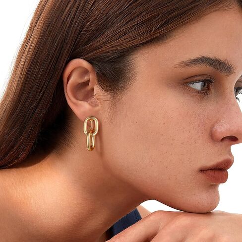 Awinesn Paperclip Chain Clip on Earrings for Women Hypoallergenic Gold Paperclips Link Clip Earrings for Women 14K Gold/Silver Plated Knot Earring for Women Fashion Statement Jewelry Gifts in Saudi Arabia