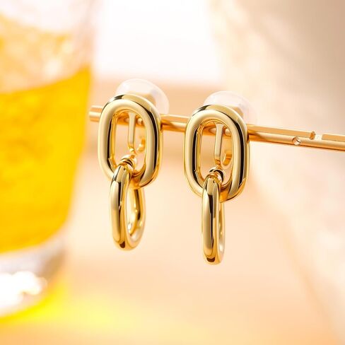 Awinesn Paperclip Chain Clip on Earrings for Women Hypoallergenic Gold Paperclips Link Clip Earrings for Women 14K Gold/Silver Plated Knot Earring for Women Fashion Statement Jewelry Gifts in Saudi Arabia