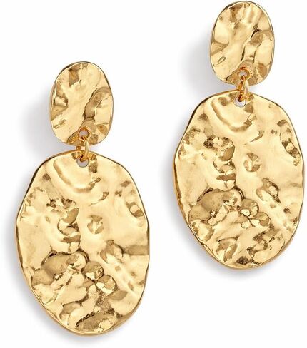 Chunky Irregular Geometry Clip On Earrings for Women, Matte Gold/Silver Retro Oval Dangle Drop Clip Earrings Non Pierced Clips Stetement Jewelry Gifts in Saudi Arabia
