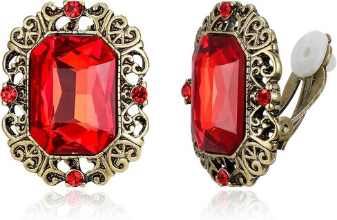BriLove Victorian Style Statement Clip-on Earrings for Women,Stunning Shiny Crystal Inspired Emerald Cut Earring for Costume Party Prom Jewelry Acessories in Kuwait
